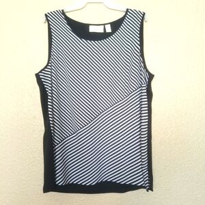 Chico's Women's Black/White Striped‎ Lightweight Sleeveless Blouse 2 M-us